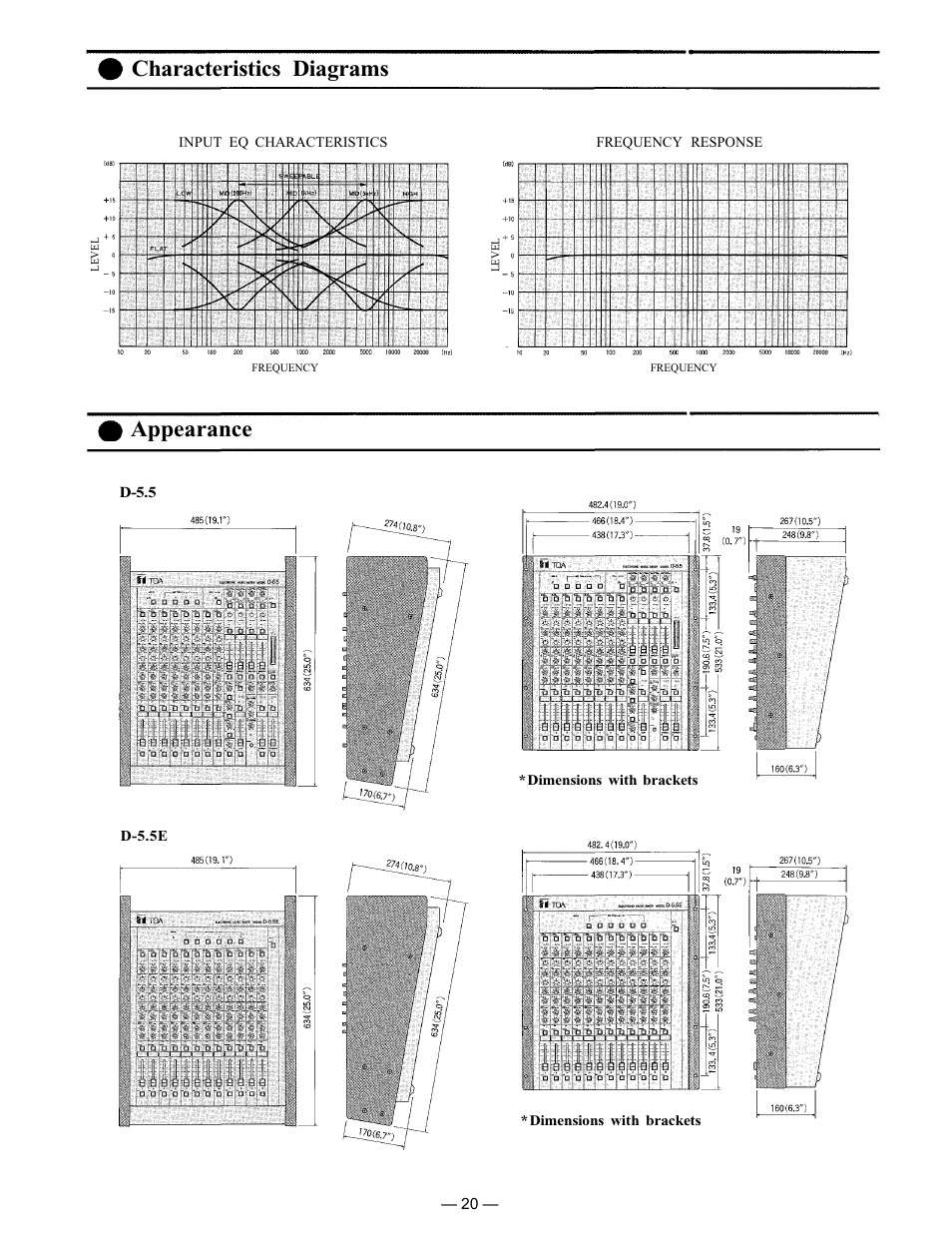 Appearance, Characteristics diagrams | Vizio D-5.5E User Manual | Page 19 / 20