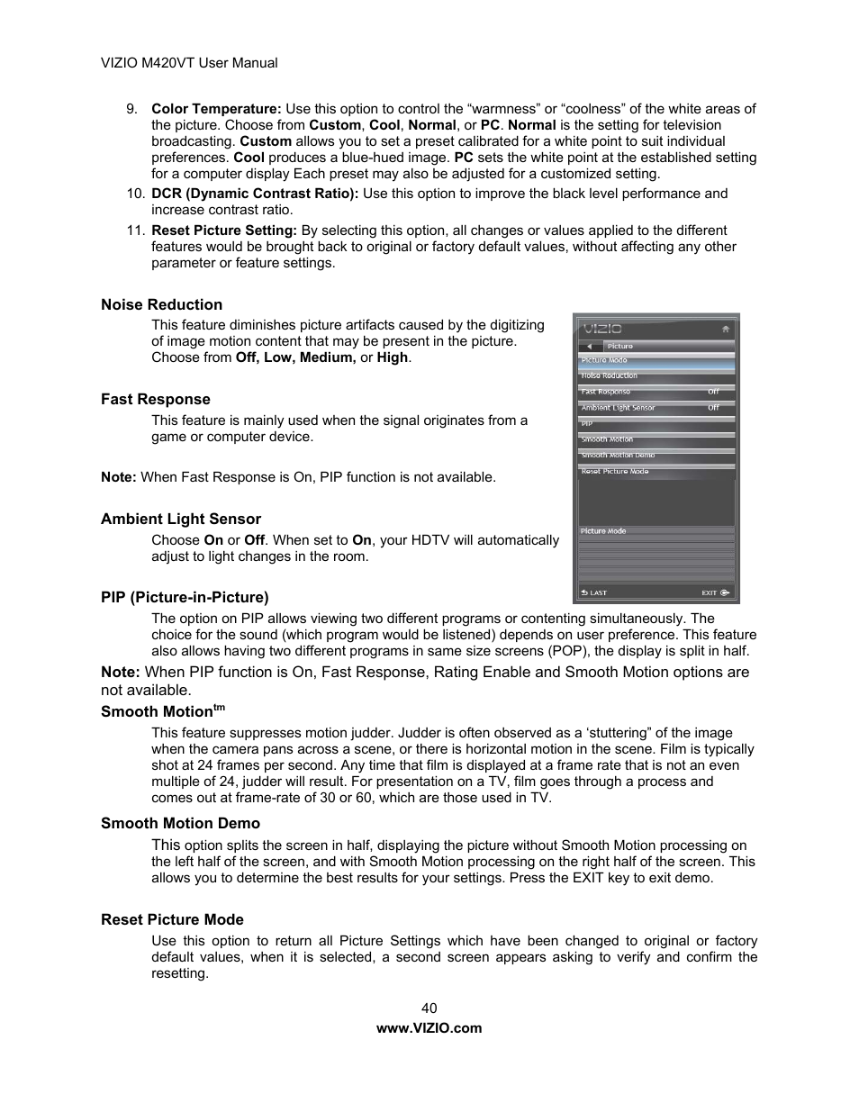 Vizio M420VT User Manual | Page 40 / 55