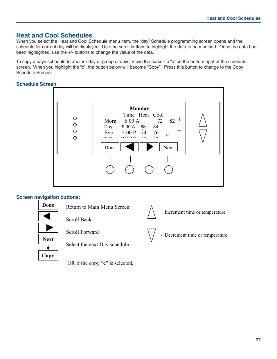 Heat and cool schedules | Vizio Z WAVE TZEMT400AB32MAA User Manual | Page 15 / 34