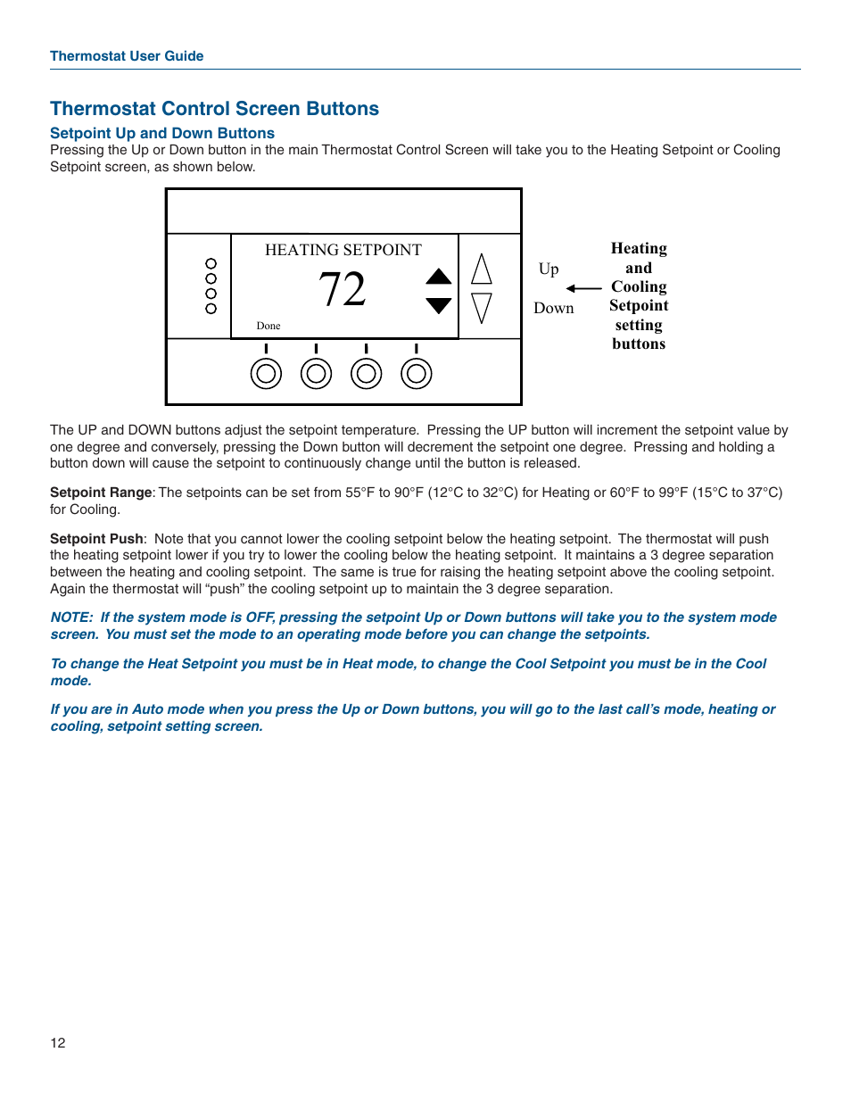Thermostat control screen buttons | Vizio Z WAVE TZEMT400AB32MAA User Manual | Page 8 / 34