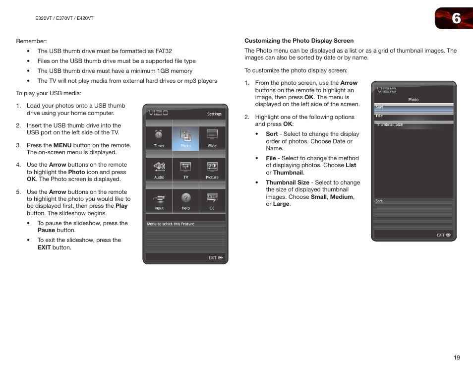 Customizing the photo display screen | Vizio E370VT User Manual | Page 27 / 48