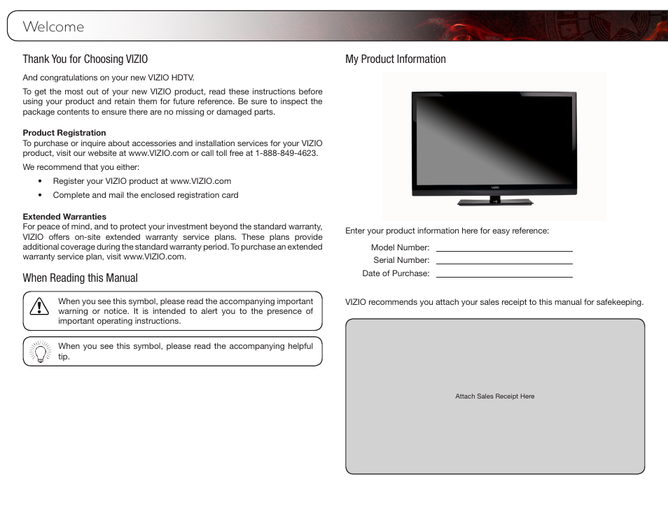 Welcome | Vizio E370VT User Manual | Page 3 / 48