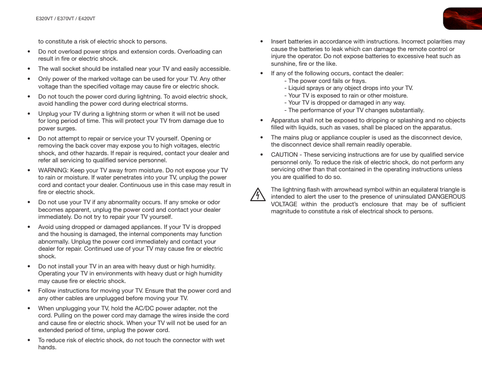 Vizio E370VT User Manual | Page 5 / 48