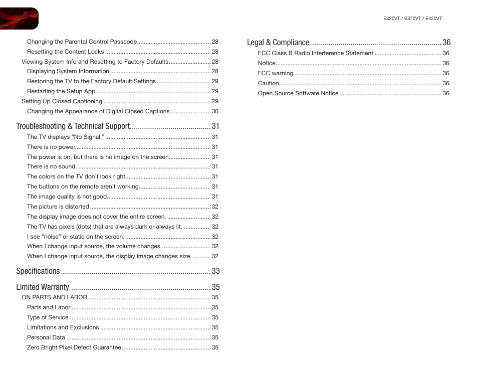 Vizio E370VT User Manual | Page 8 / 48