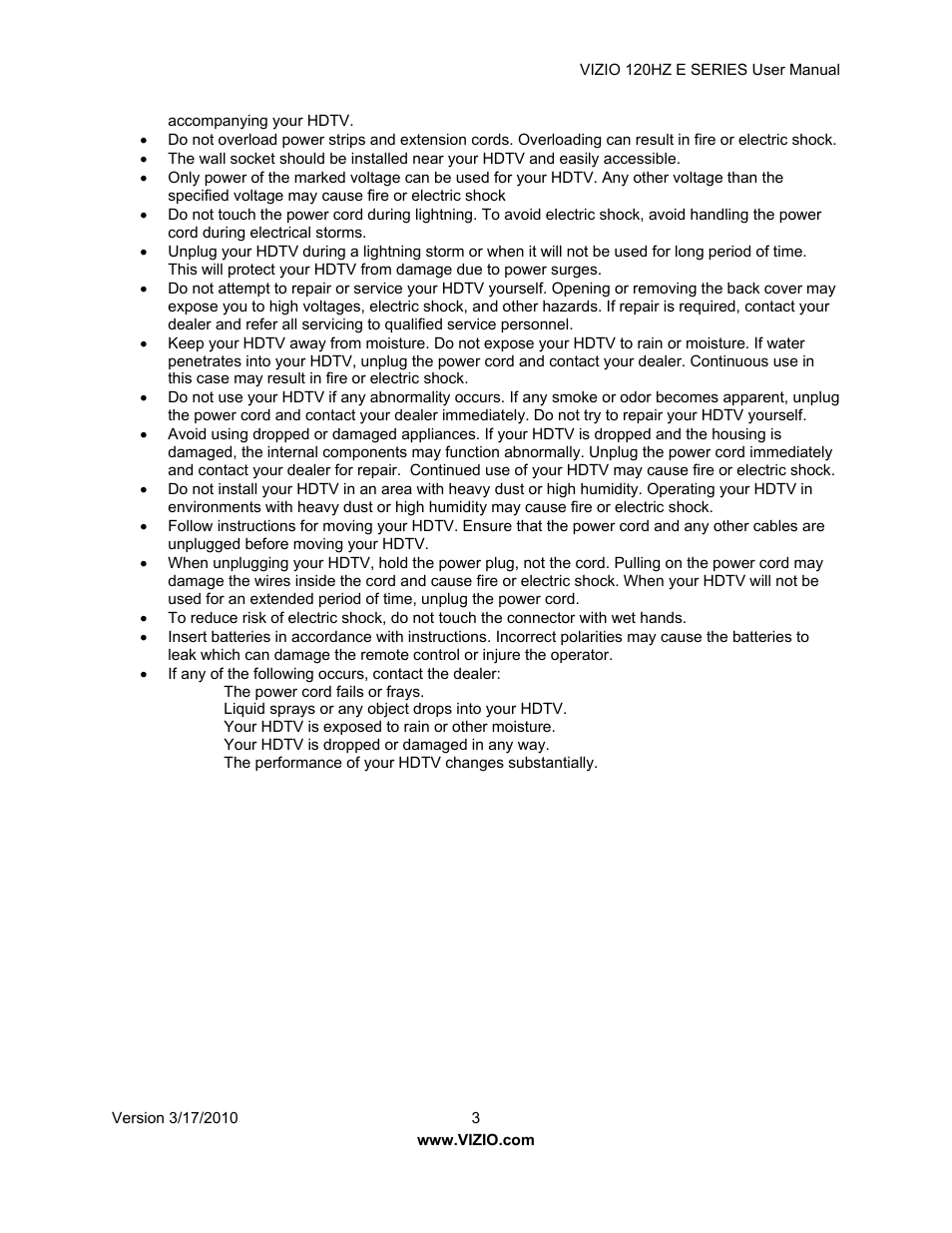 Vizio E421VA User Manual | Page 3 / 62