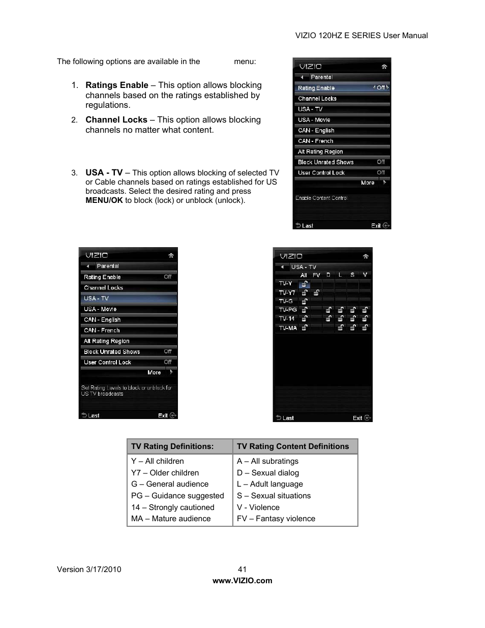 Vizio E421VA User Manual | Page 41 / 62