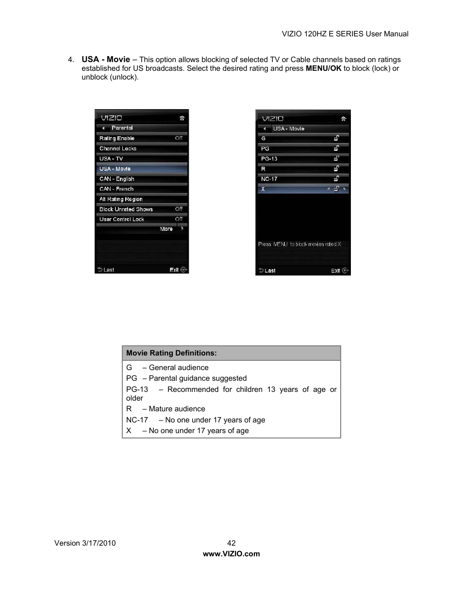 Vizio E421VA User Manual | Page 42 / 62