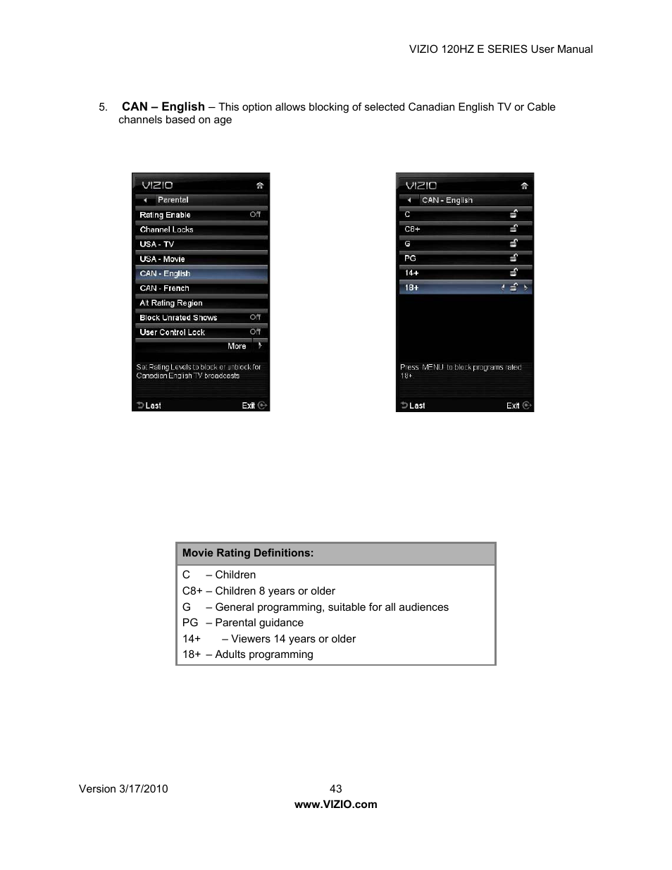Vizio E421VA User Manual | Page 43 / 62