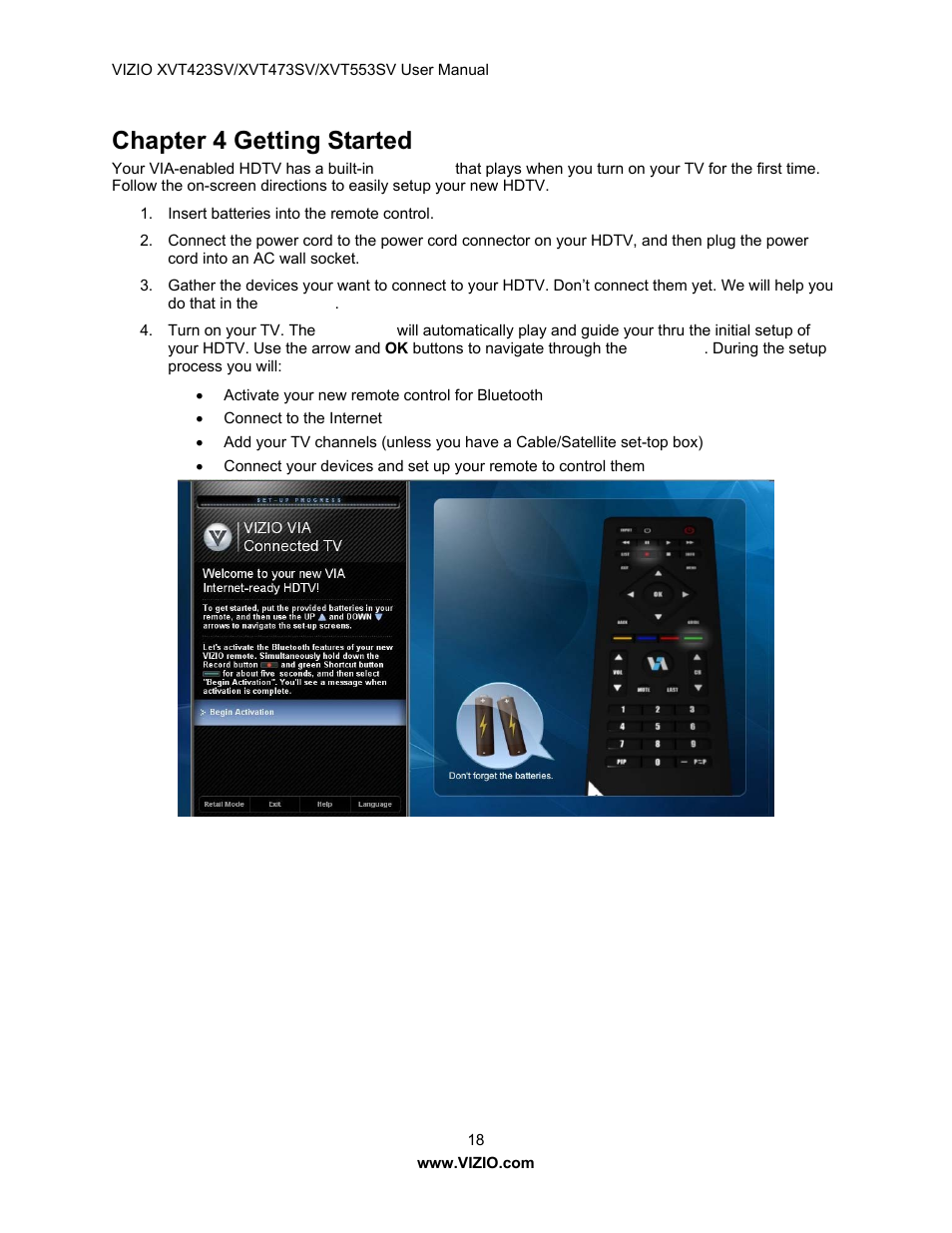 Chapter 4 getting started | Vizio XVT423SV User Manual | Page 18 / 64