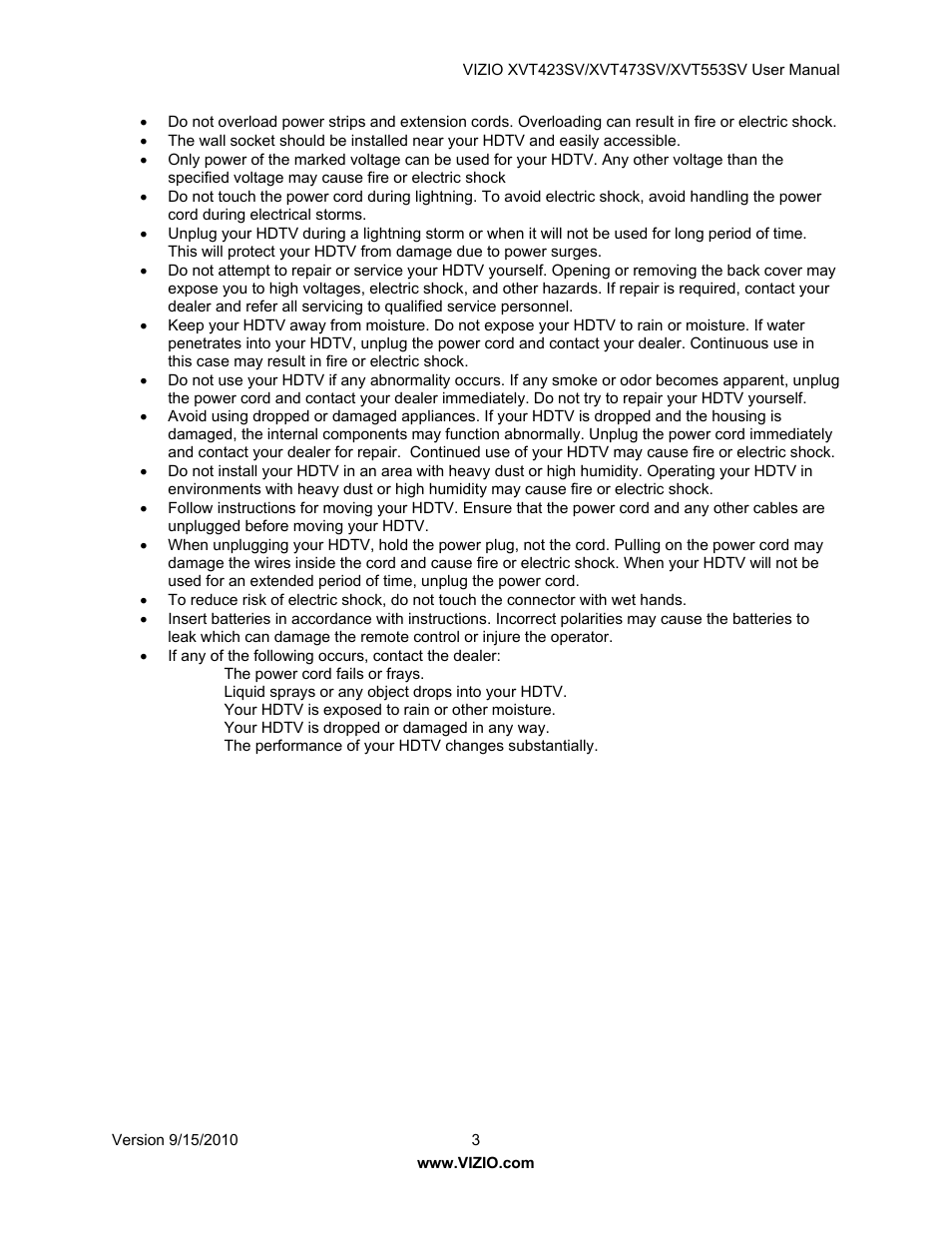 Vizio XVT423SV User Manual | Page 3 / 64