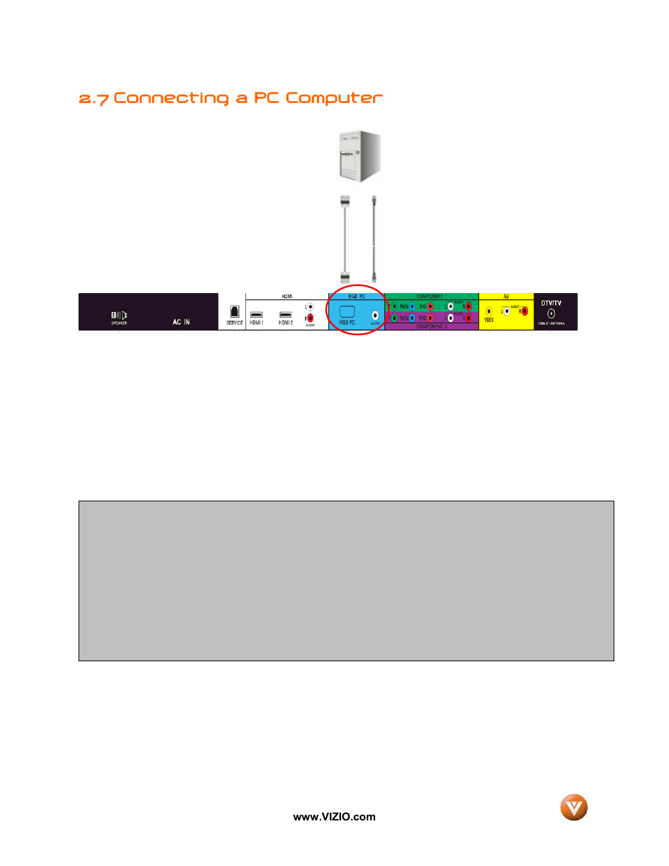 7 connecting a pc computer | Vizio GV42L FHDTV10A User Manual | Page 31 / 79