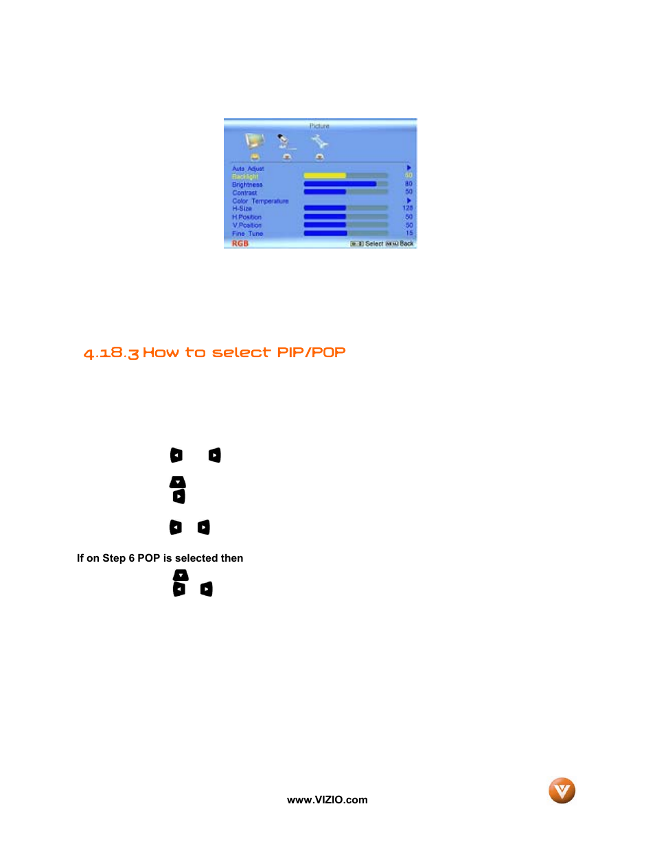 3 how to select pip/pop | Vizio GV42L FHDTV10A User Manual | Page 60 / 79