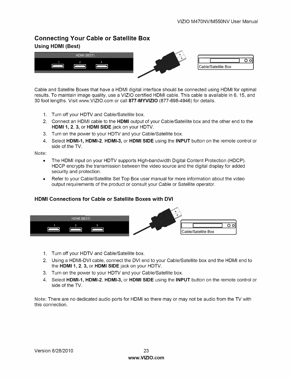 Connecting your cable or satellite box | Vizio M470NV User Manual | Page 23 / 64
