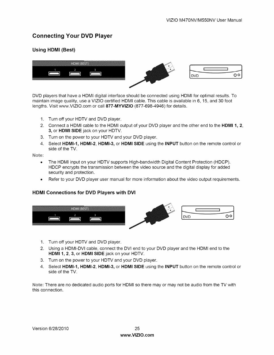 Connecting your dvd player | Vizio M470NV User Manual | Page 25 / 64