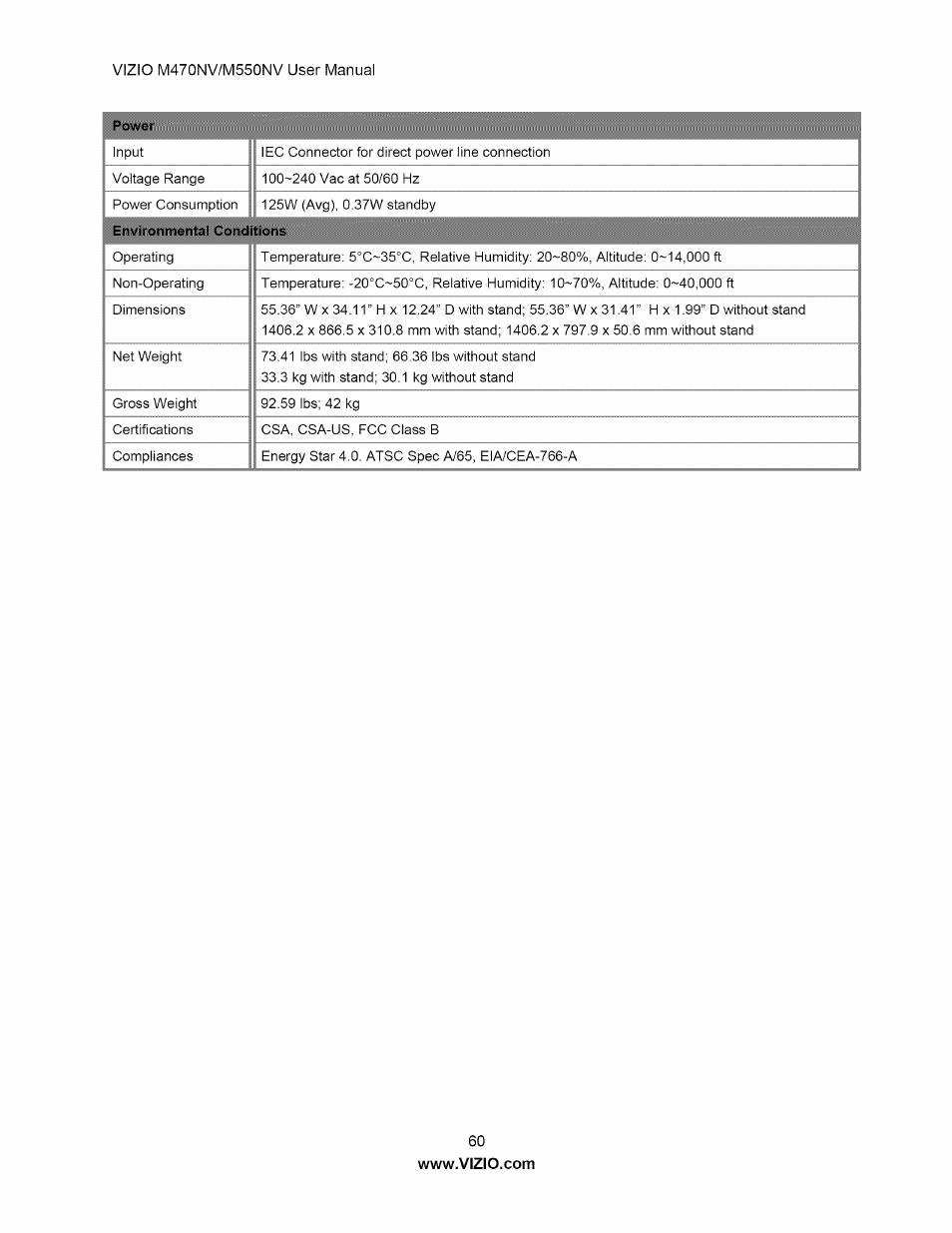 Vizio M470NV User Manual | Page 60 / 64