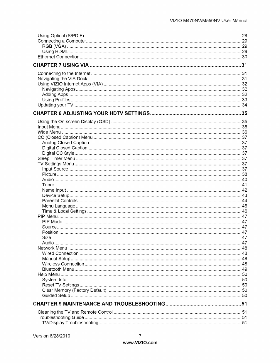 Vizio M470NV User Manual | Page 7 / 64