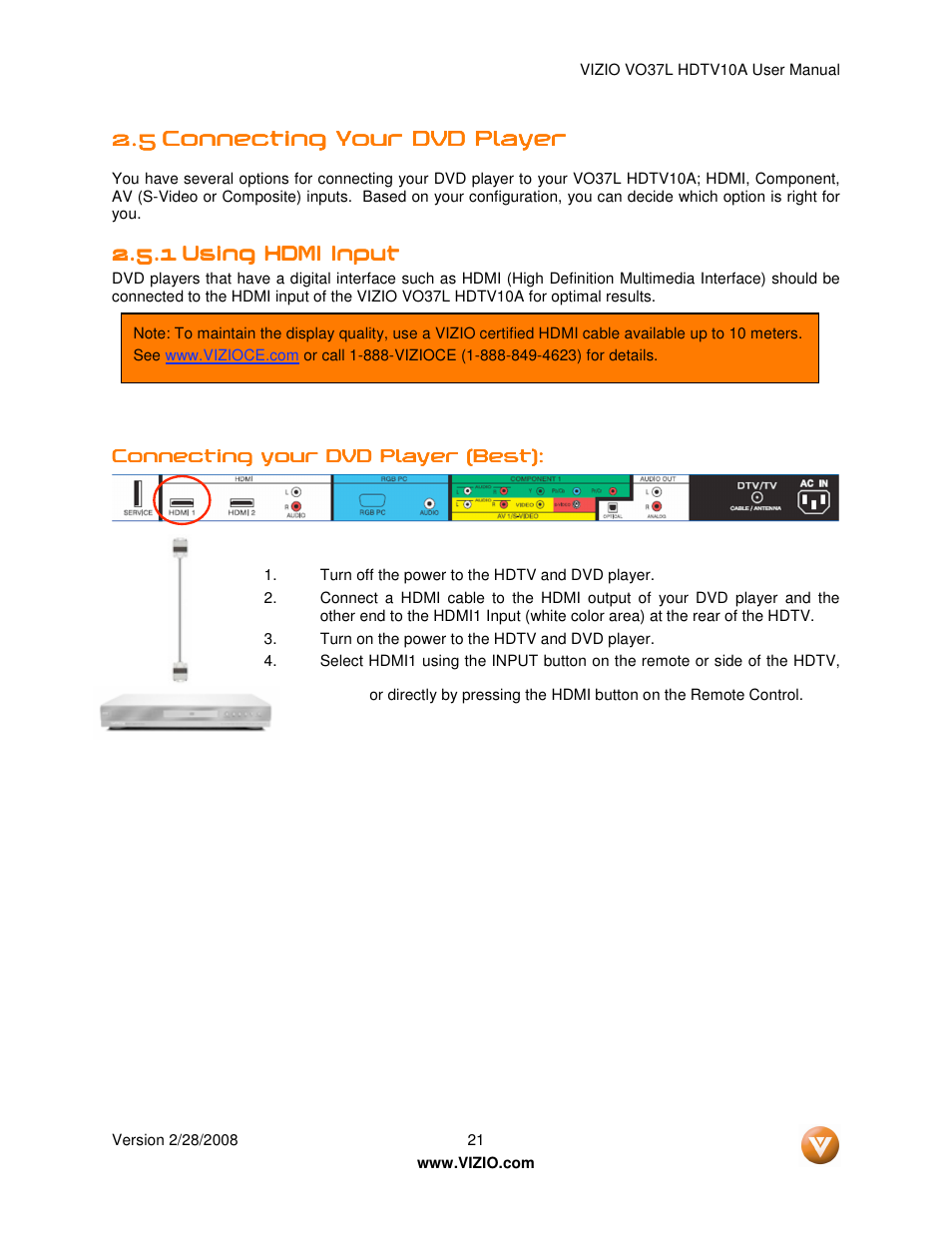 Vizio VO37L User Manual | Page 21 / 76