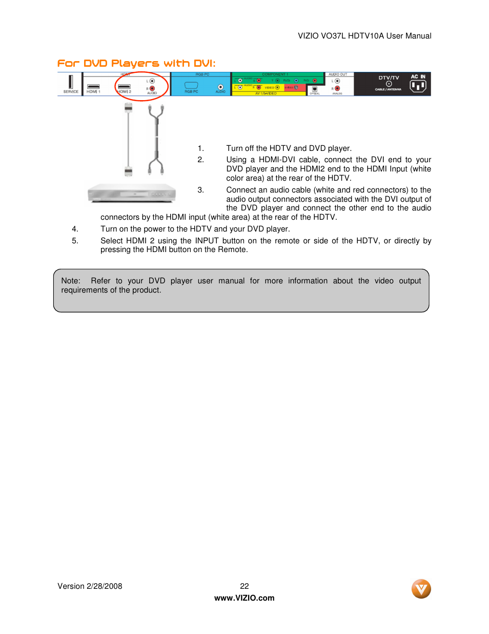 Vizio VO37L User Manual | Page 22 / 76