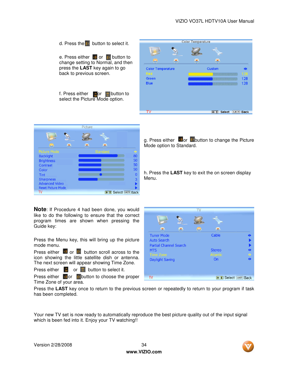 Vizio VO37L User Manual | Page 34 / 76