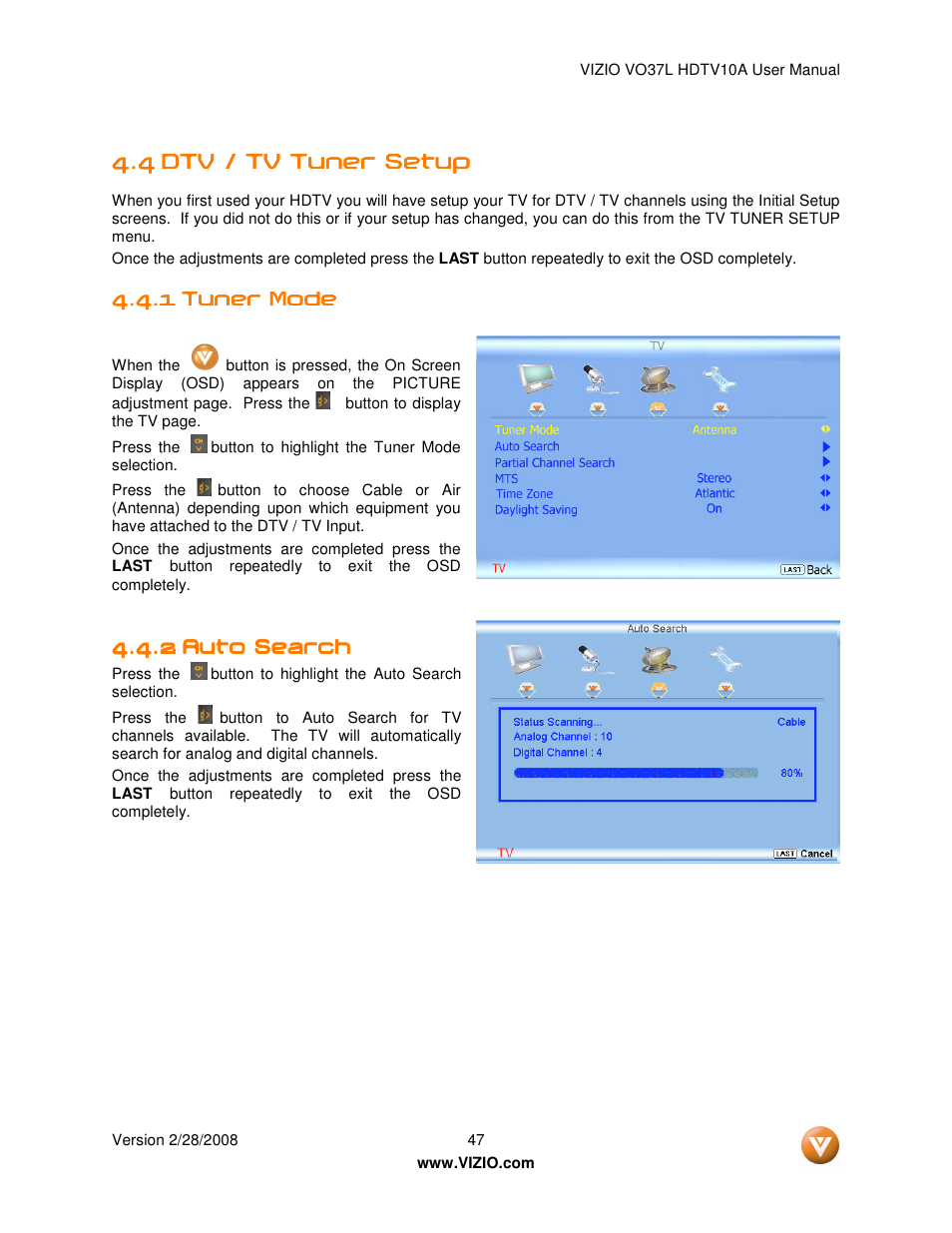 Vizio VO37L User Manual | Page 47 / 76