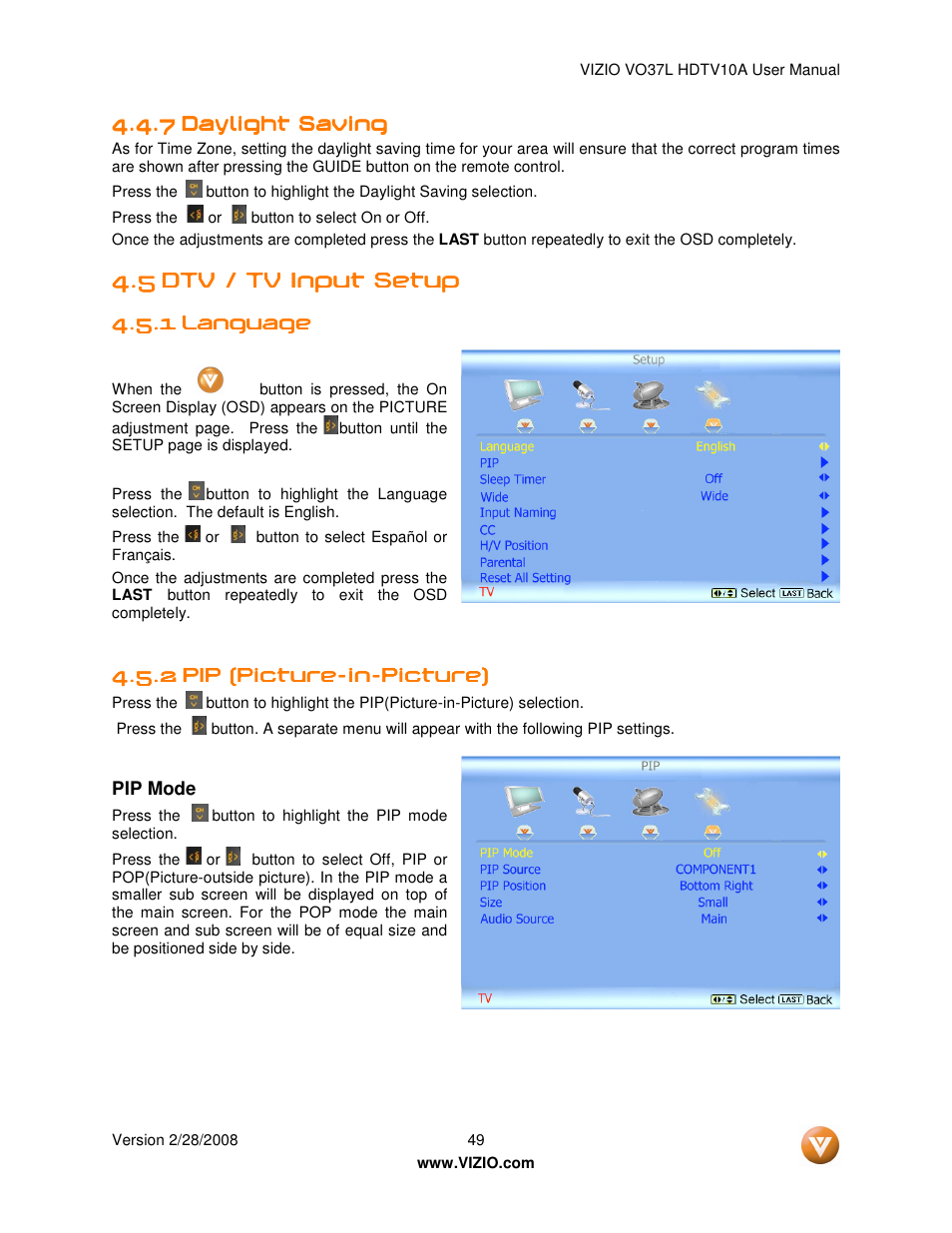 Vizio VO37L User Manual | Page 49 / 76