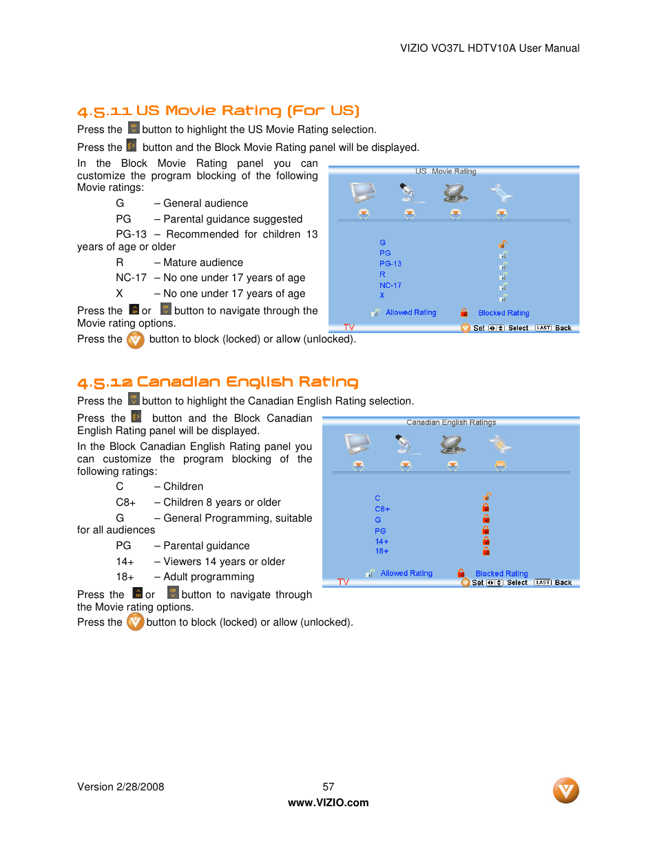 Vizio VO37L User Manual | Page 57 / 76