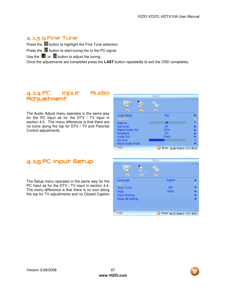 Vizio VO37L User Manual | Page 67 / 76