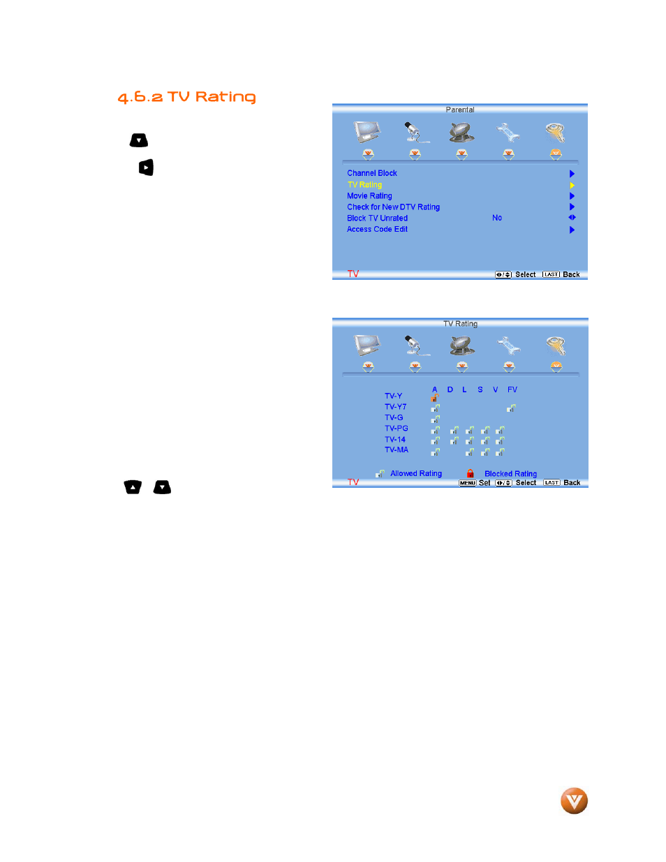 2 tv rating | Vizio VW46L User Manual | Page 51 / 70