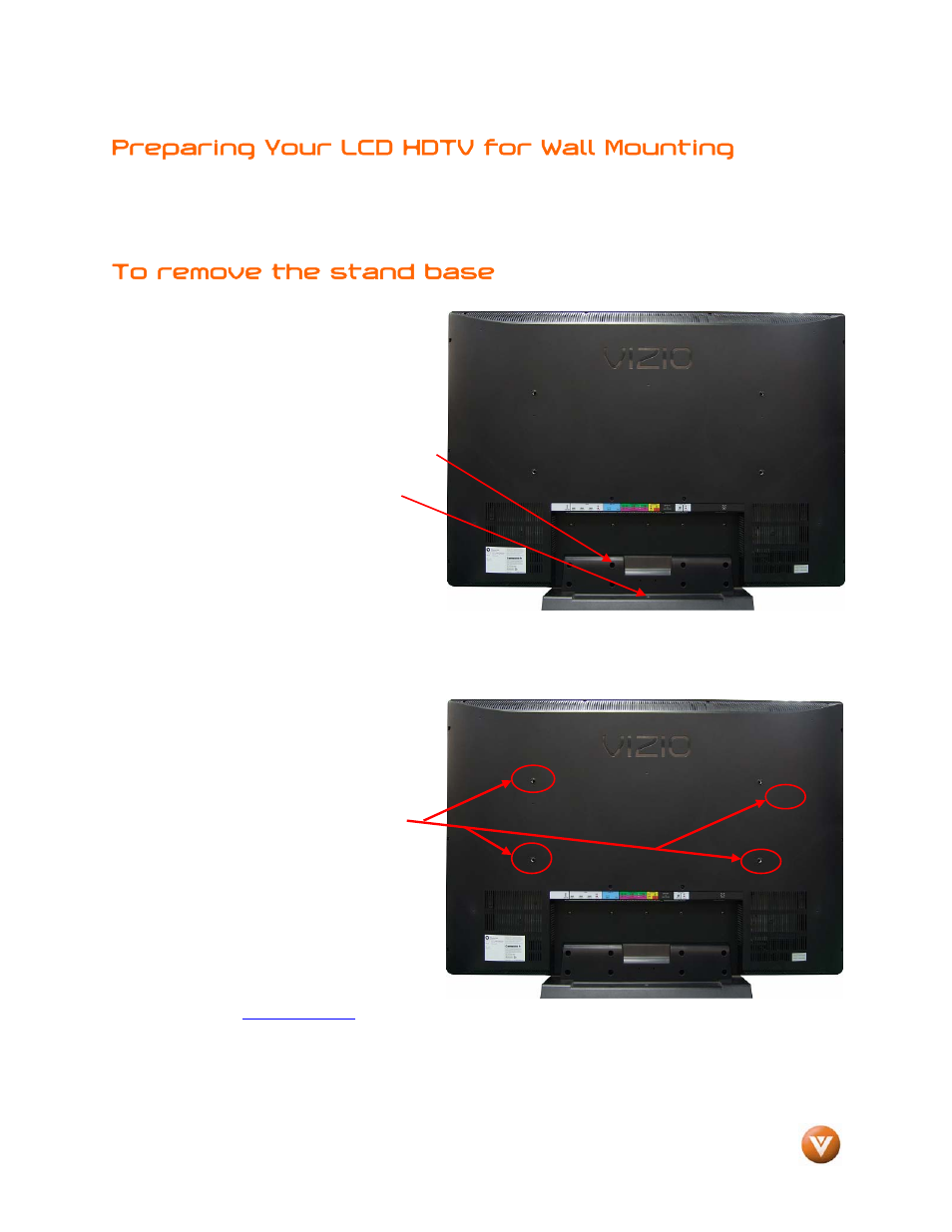 Preparing your lcd hdtv for wall mounting | Vizio VW46L User Manual | Page 6 / 70