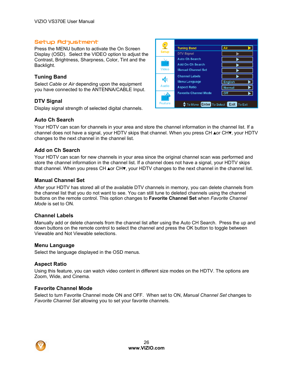 Vizio VS370E User Manual | Page 26 / 43