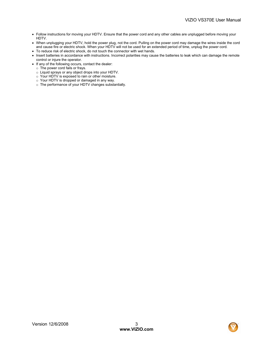 Vizio VS370E User Manual | Page 3 / 43