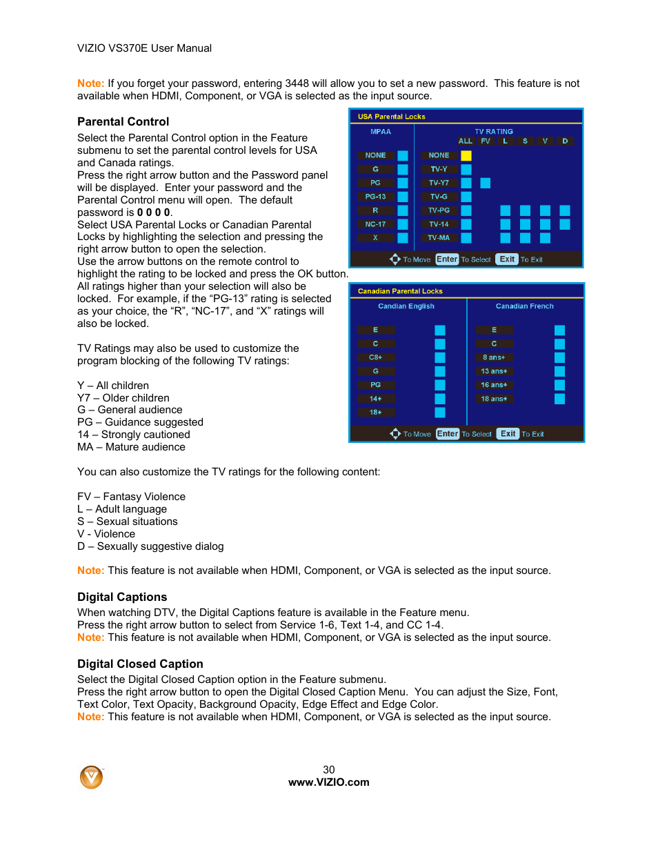 Vizio VS370E User Manual | Page 30 / 43