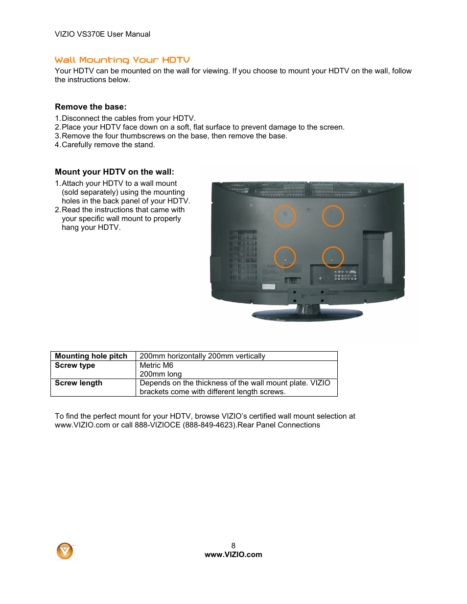 Vizio VS370E User Manual | Page 8 / 43