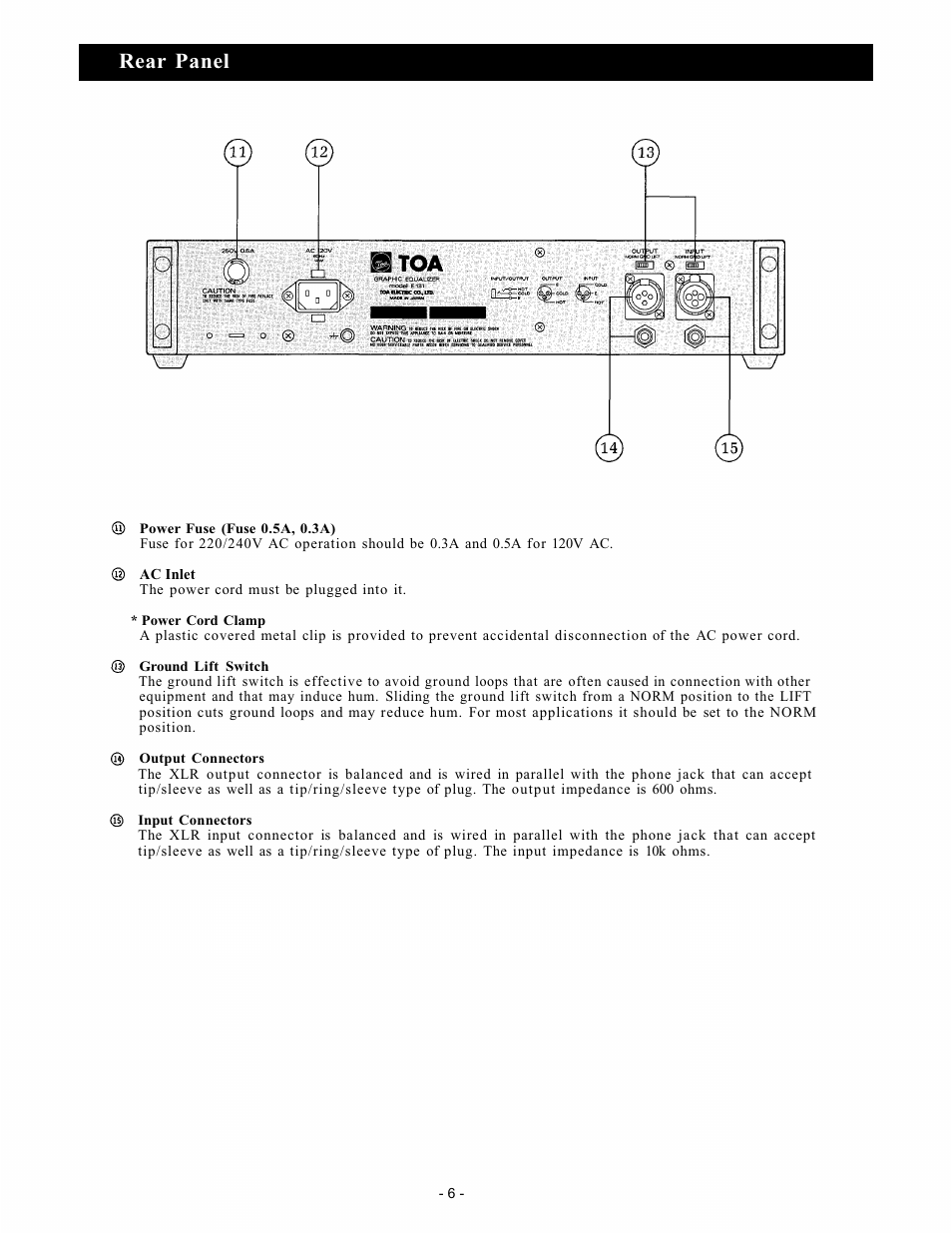 Rear panel | Vizio E 131 User Manual | Page 7 / 12