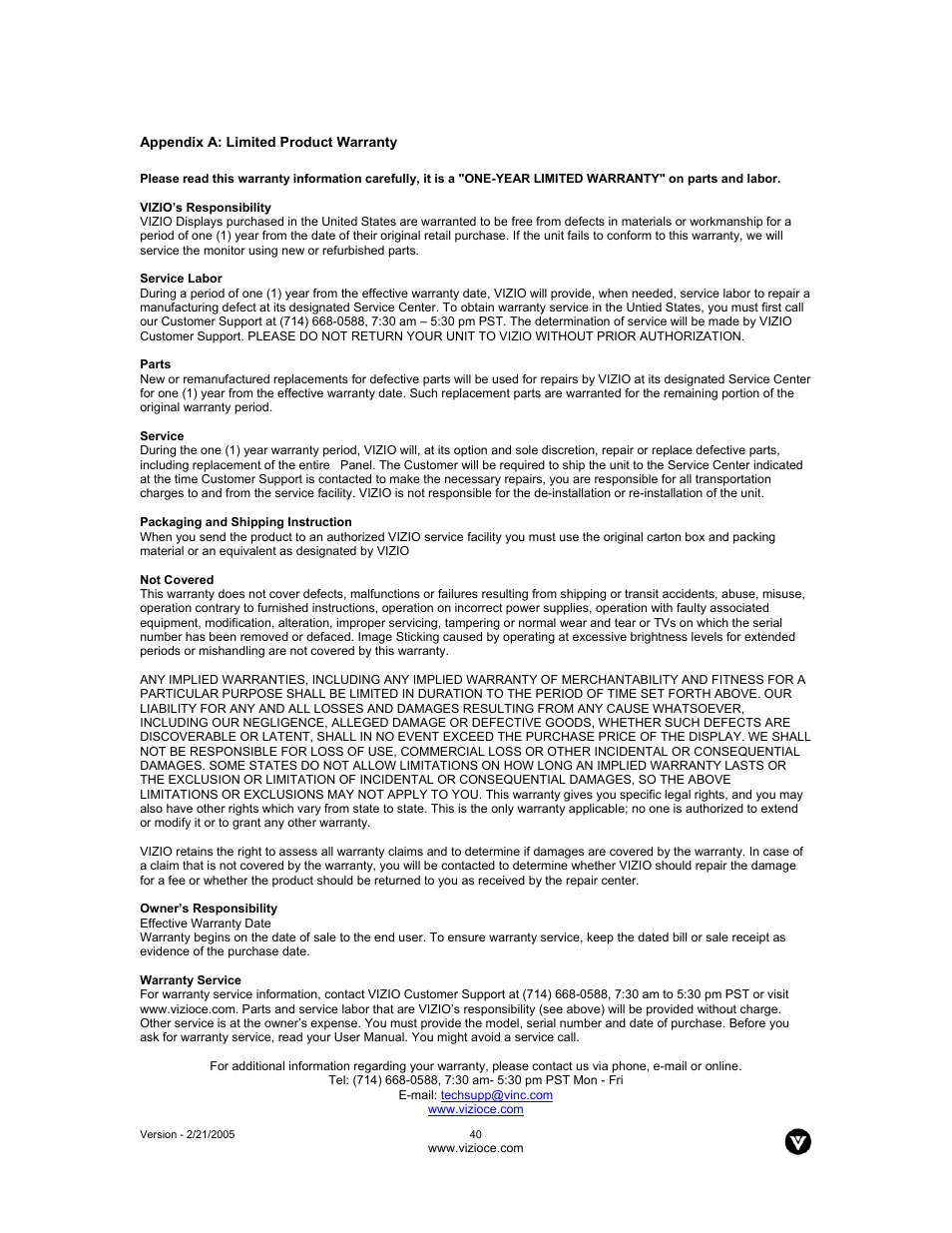 Vizio P42 User Manual | Page 41 / 46