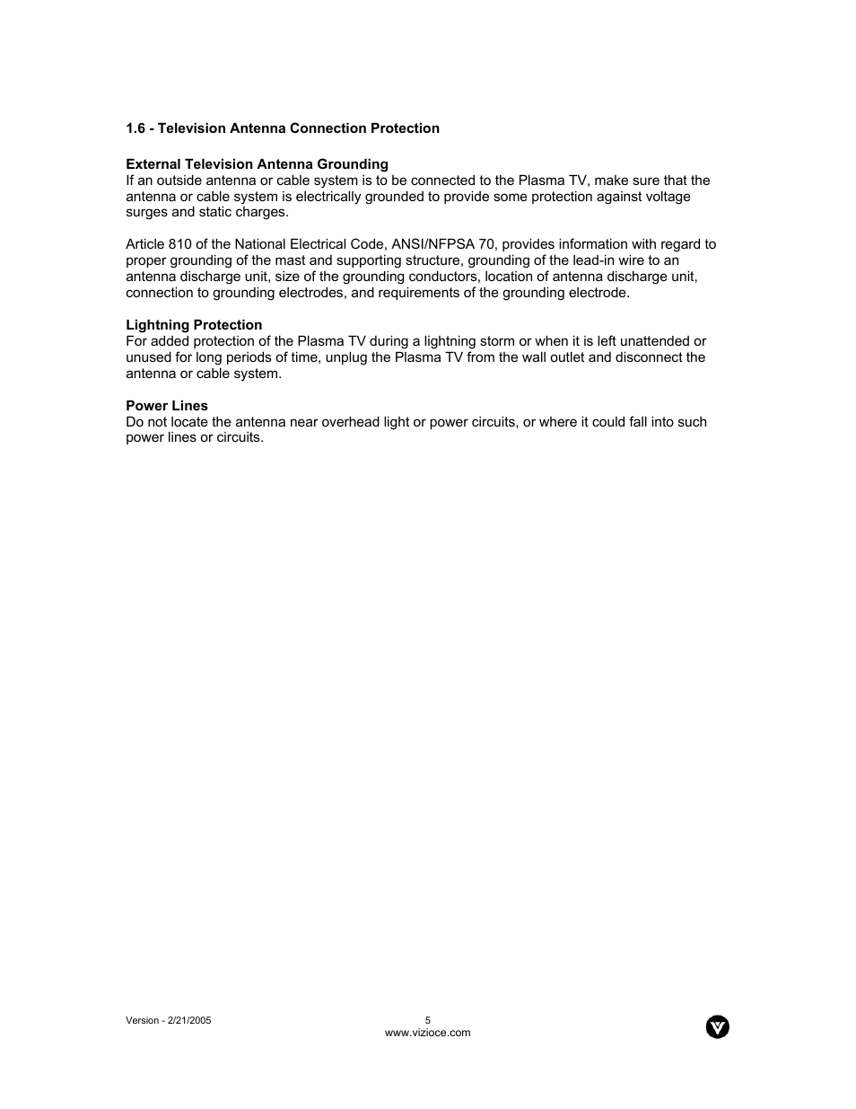Vizio P42 User Manual | Page 6 / 46