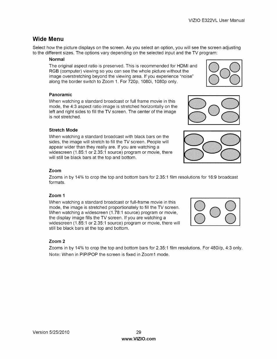 Wide menu | Vizio E322VL User Manual | Page 29 / 52