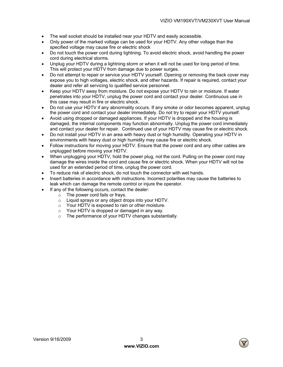 Vizio VM190XVT User Manual | Page 3 / 51