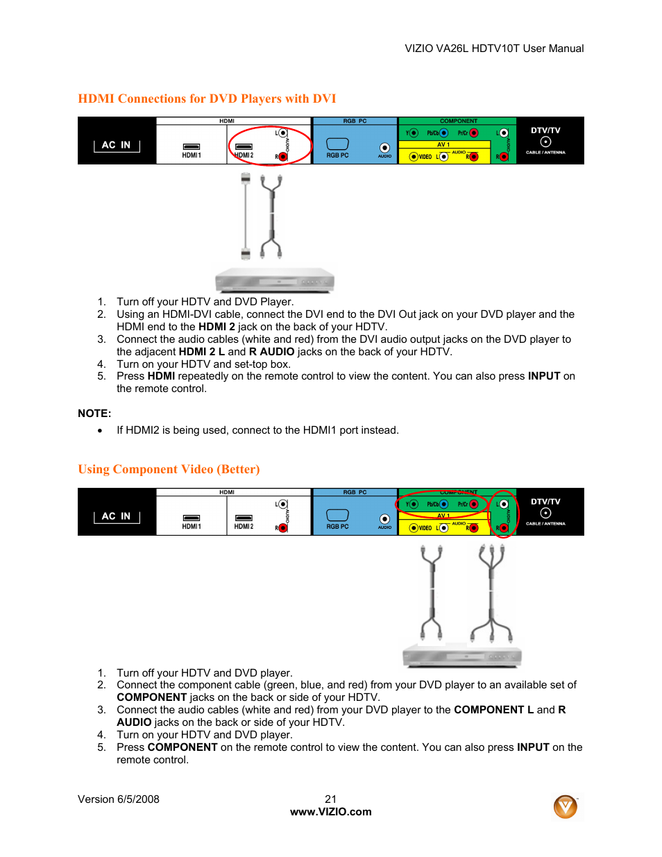 Vizio VA26L User Manual | Page 20 / 70