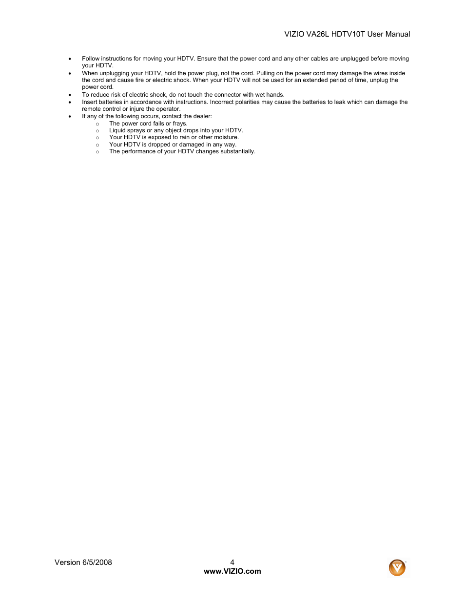 Vizio VA26L User Manual | Page 3 / 70
