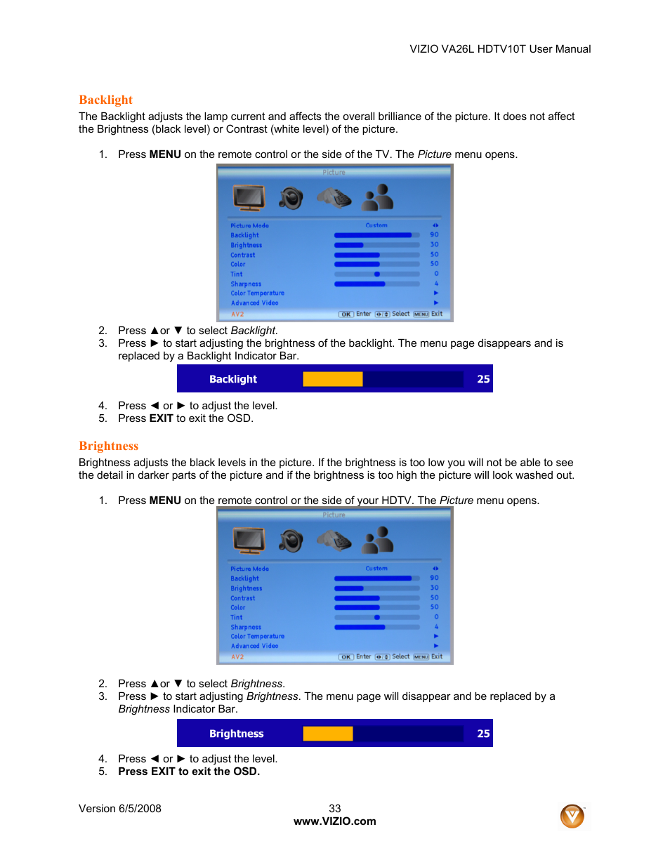 Vizio VA26L User Manual | Page 32 / 70