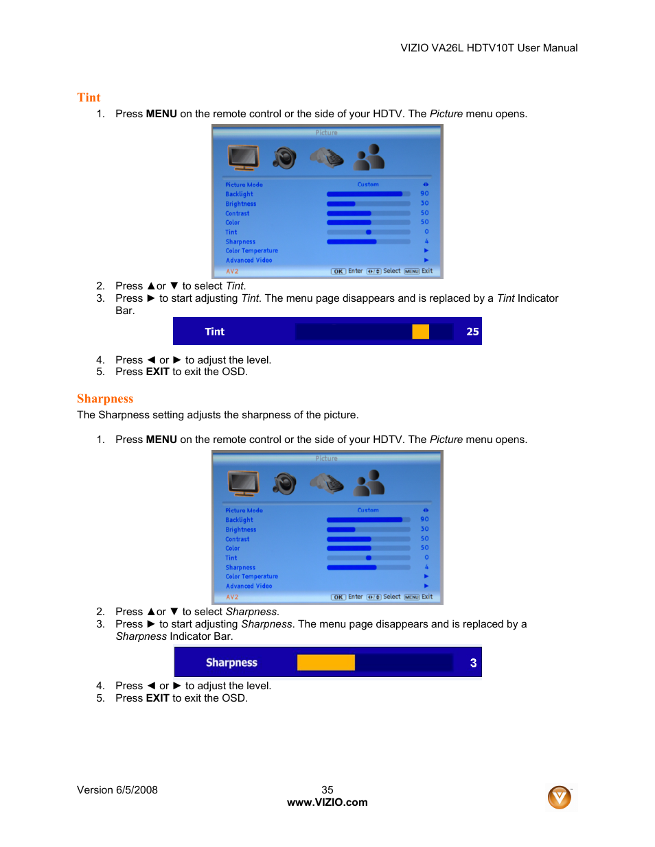 Vizio VA26L User Manual | Page 34 / 70