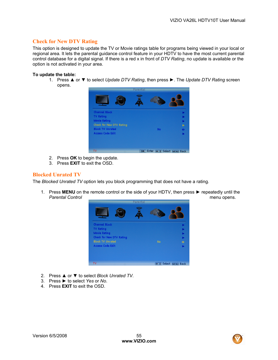 Vizio VA26L User Manual | Page 54 / 70