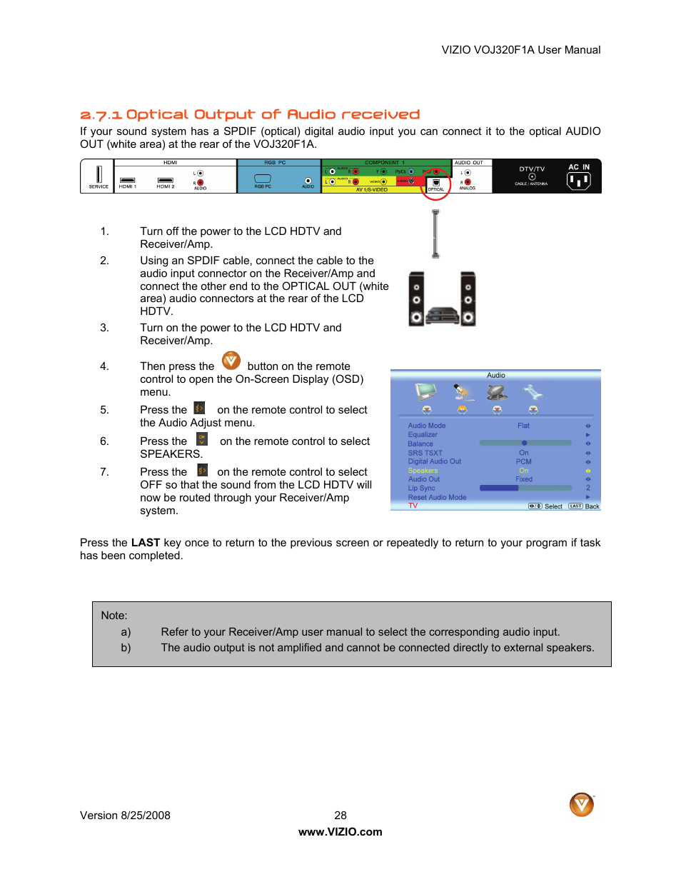 Vizio VOJ320F1A User Manual | Page 28 / 76