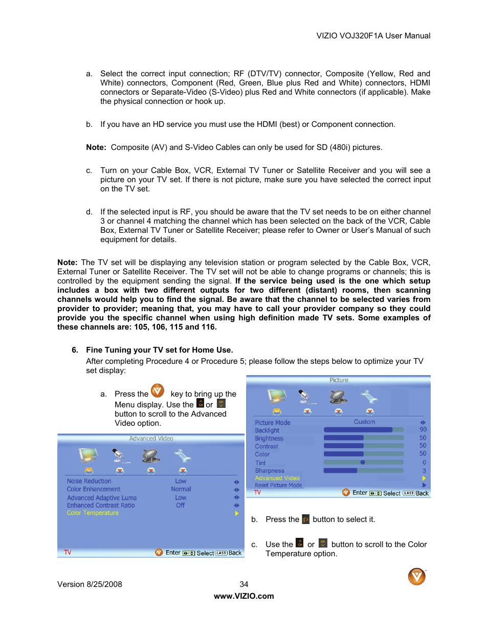 Vizio VOJ320F1A User Manual | Page 34 / 76
