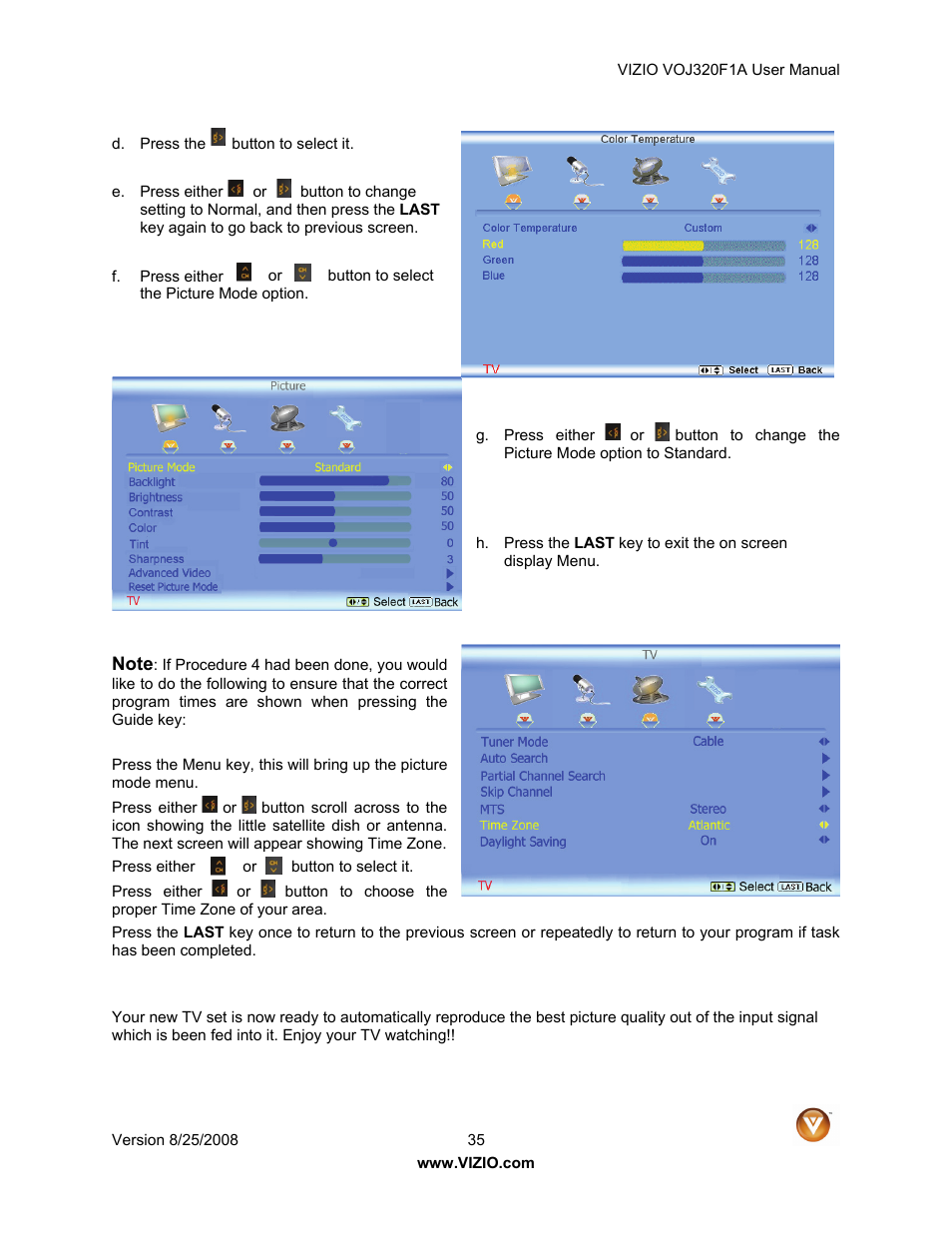 Vizio VOJ320F1A User Manual | Page 35 / 76