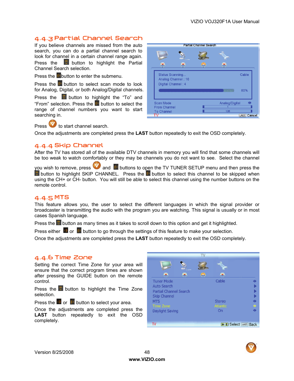 Vizio VOJ320F1A User Manual | Page 48 / 76