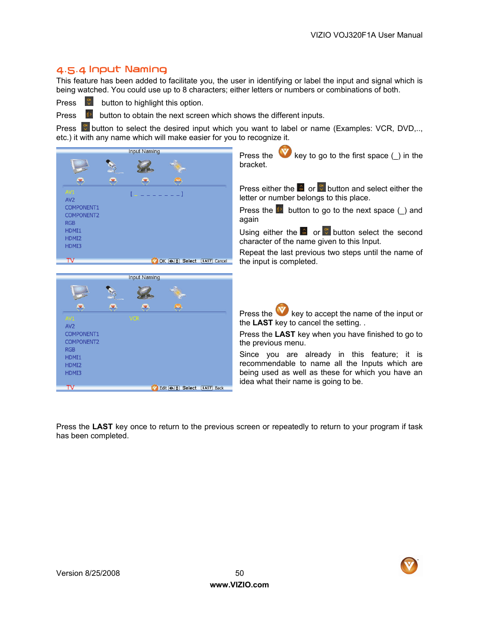 Vizio VOJ320F1A User Manual | Page 50 / 76