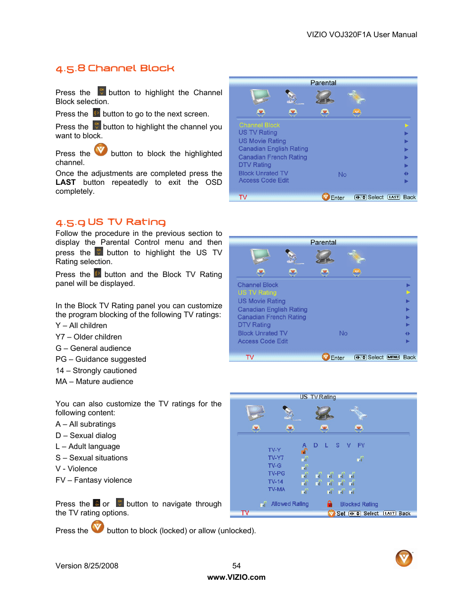 Vizio VOJ320F1A User Manual | Page 54 / 76