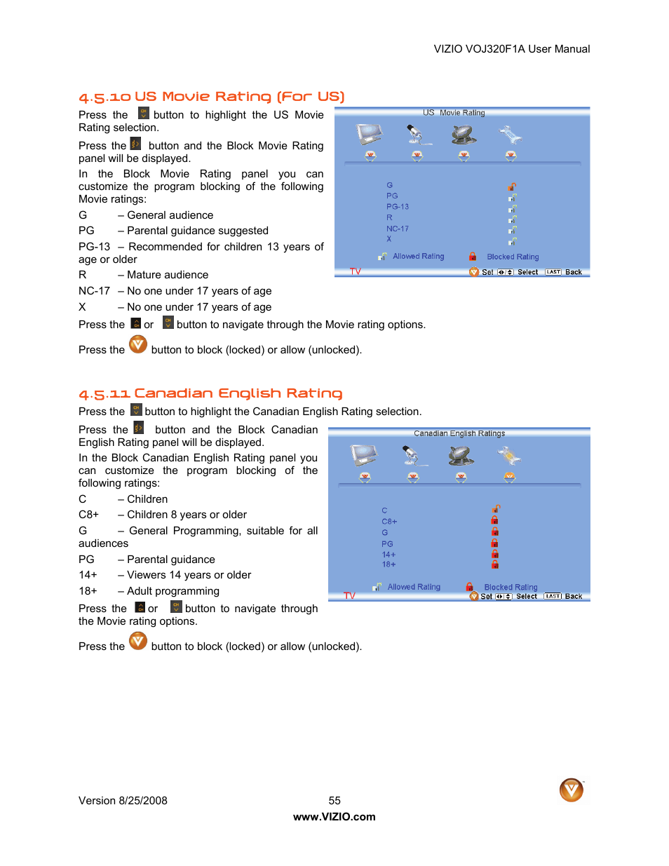 Vizio VOJ320F1A User Manual | Page 55 / 76